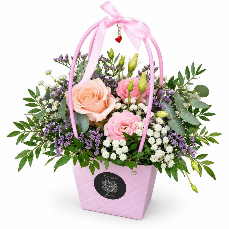 Flowerbox s růží a eustomou